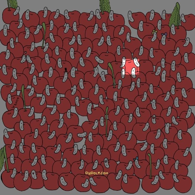 Γρίφος για αετομάτηδες: βρείτε το κεράσι χωρίς το σκουλήκι σε 30 δευτερόλεπτα